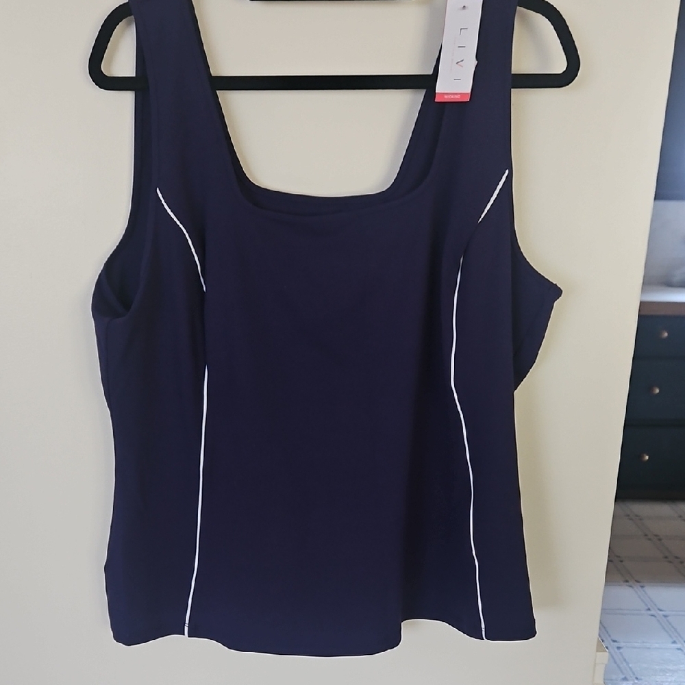 Livi Active Navy Tank Top with White Accents